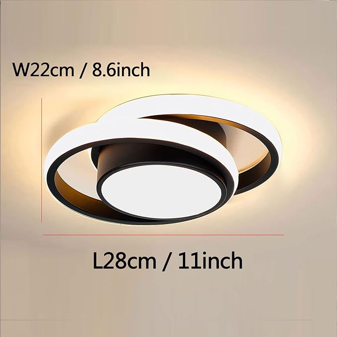 CANEOE Small Modern LED Ceiling Light,2 Rings Creative Design Ceiling Lamp Indoor Lighting Fixtures for Hallway Living Room Bedroom Kitchen Office (Warm White,3000K)