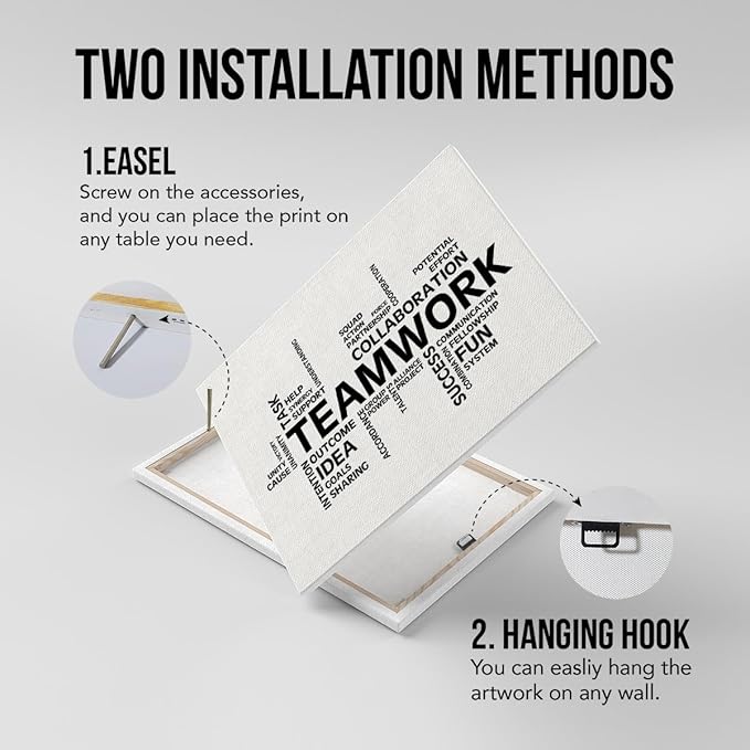 Inspirational Teamwork Canvas Wall Art Print Motivational Office Quotes Framed Paintings Team Artwork Home Office Wall Decor 15x12 Inches