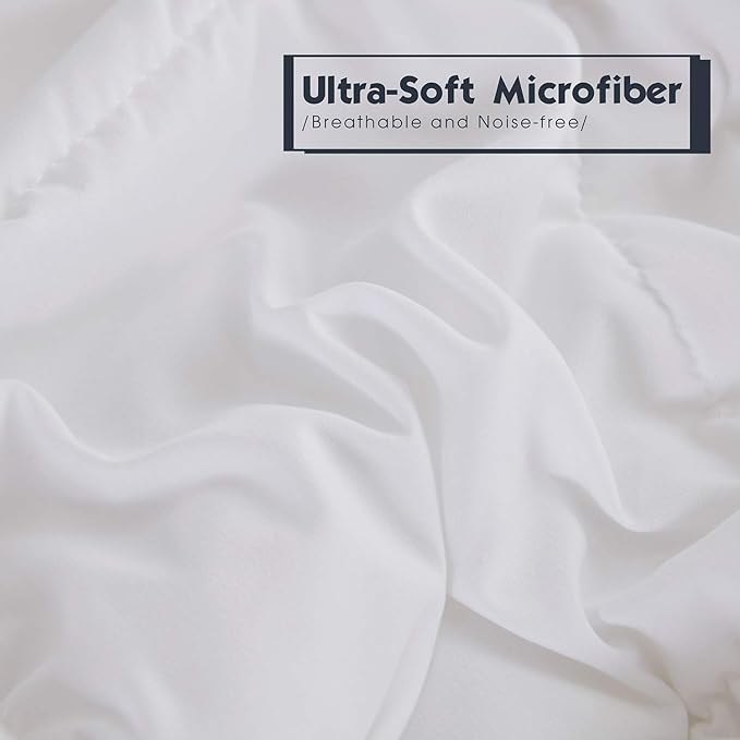 HIG 3pc Down Alternative Comforter Set - All Season Reversible Comforter with Two Shams - Quilted Duvet Insert with Corner Tabs -Box Stitched - Breathable, Soft, Fluffy (Full/Queen, Pure White)