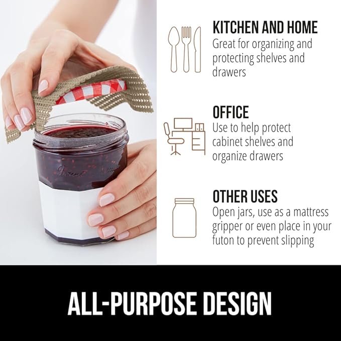 GORILLA GRIP powerGRIP Drawer Shelf and Cabinet Liner, Thick Strong Hold, Non-Adhesive Liners Protect Kitchen Cabinets and Cupboard, Bathroom Drawers, Easy Install, Breathable Mat, 20" x30', Beige