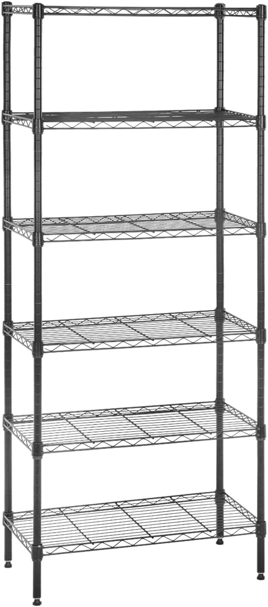 PayLessHere | 6-Tier Wire Shelf | 23"x13"x59" | Black | Adjustable Racks | Heavy-Duty Storage Shelves, Holds Upto 1500 lbs | Rust-Resistant, No-Tool Assembly | for Home, Garage Shelving