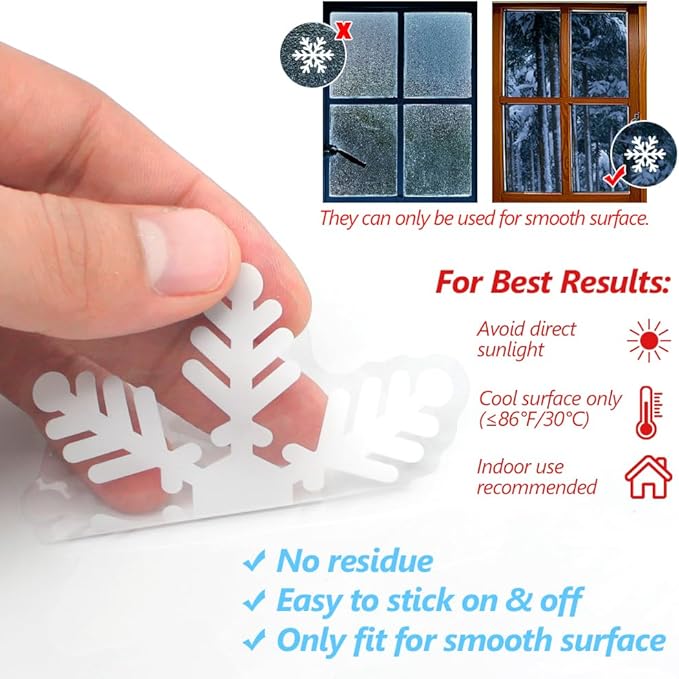 LUDILO 135Pcs Christmas Window Clings Snowflakes Window Decals Static Window Stickers for Christmas Decorations Windows Décor Ornaments Xmas Party Supplies Thanksgiving Party Décor