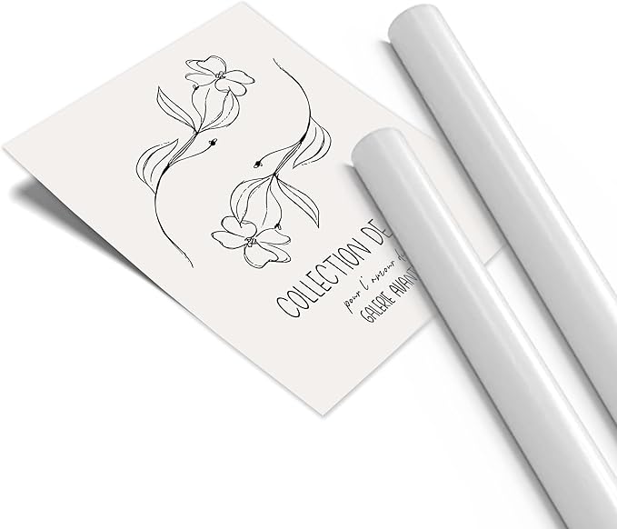 WRFON Unframed Pink Matisse Abstract Botanical Canvas Wall Art, Picasso Black Line Floral Poster Prints, Pink Flower Market Modern Elegant Aesthetic Pictures for Living Room Bedroom 12"x16"x3