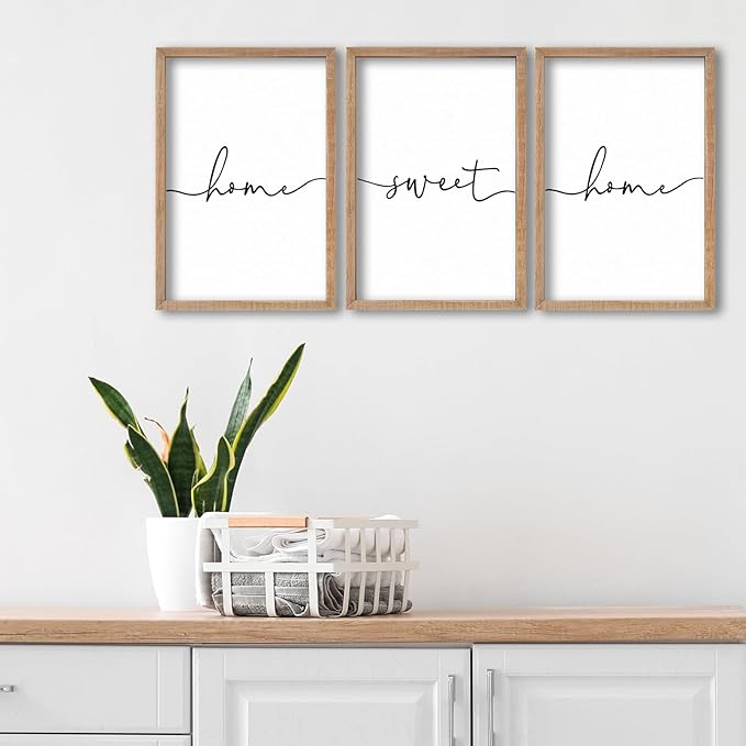 SRSZHIYUE Living Room Wall Decor Minimalist Home Sweet Home Sign Set of 3 16''×11'' Small Family Modern Farmhouse House Wall Plaque Horizontal Hanging Decoration (Wood)