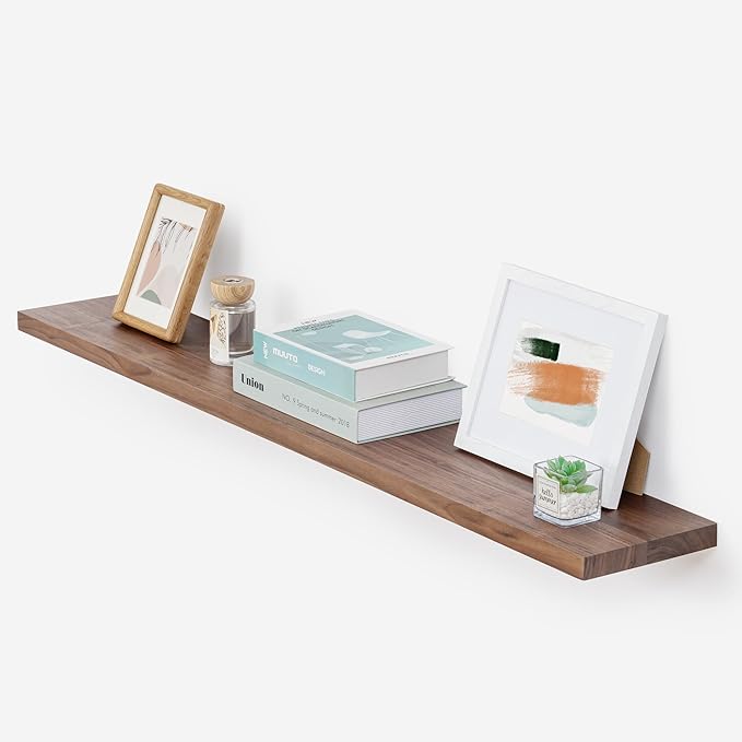 Axeman Walnut Floating Shelves for Wall 48 Inch - USA-Sourced Walnut Wood Shelves Set of 1 - Natural Wooden Shelves for Room Wall Decor