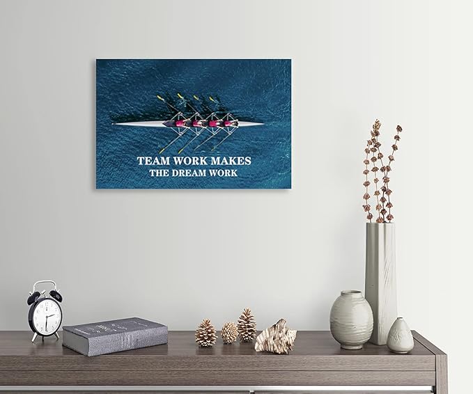 Motivational Wall Art Motivational Poster Team Work Makes The Dream Work Entrepreneur Canvas Printmaking Inspiring Motto Picture Modern Art Work Home Office Decoration Ready to Hang[12''W X 18''H]
