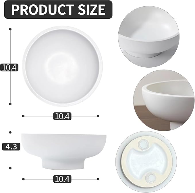 Luxurious Large Ceramic Fruit Bowl - Decorative & Entryway Bowl for Keys - Footed, Modern, White 10.4 Inch