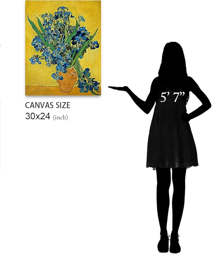 DECORARTS - Irises Vase Flower, Vincent Van Gogh Art Reproduction. Giclee Canvas Prints Wall Art for Home Decor 30x24