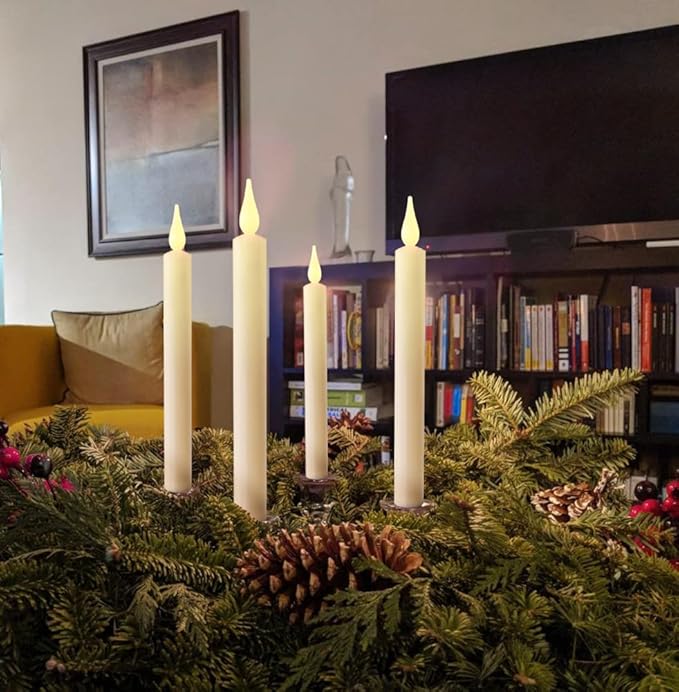 Strg Halloween Flameless Candles with Remote Timer, Christmas Window Taper Candles with Suction Cup and Magnetic Base Battery Operated Candle Sticks for Christmas Halloween Decorations (6 Pack)