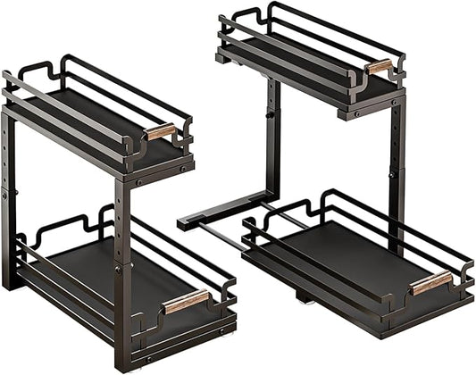 Under Sink Organizer, 2 Tier Slide Out Storage for Bathroom Kitchen (2 Pack)