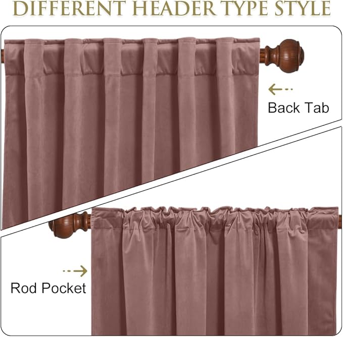 StangH Wild Rose Pink Curtains 92 inches Soft Velvet Back Tab Insulated Room Darkening Drapes for Nursery Girls Bedroom, Elegant Vibrant Home Decor, W52 x L92, 2 Panels