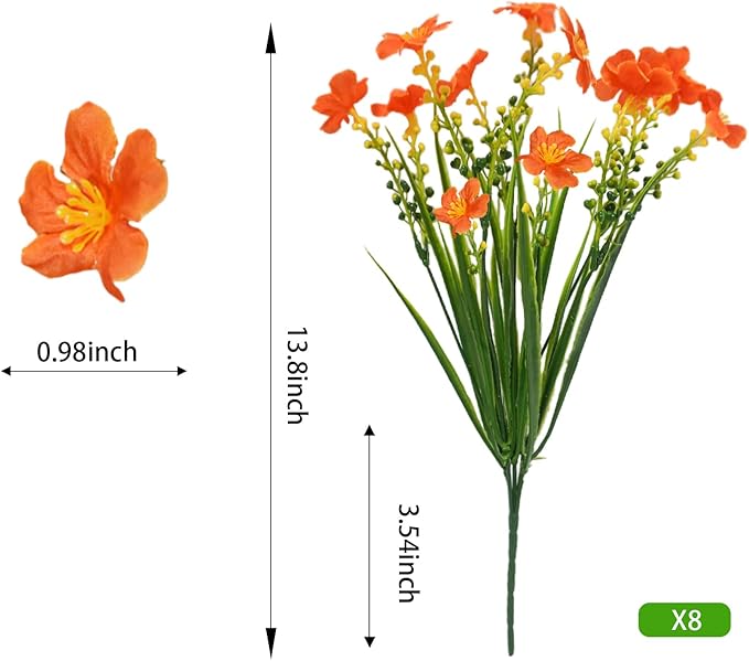 16 Pcs Artificial Fall Flowers for Outdoors, UV Resistant Outdoor Fall Fake Flowers Plants Fuax Fall Shrubs for Autumn Home Garden Porch Window Box Thanksgiving Fall Outdoor Decor