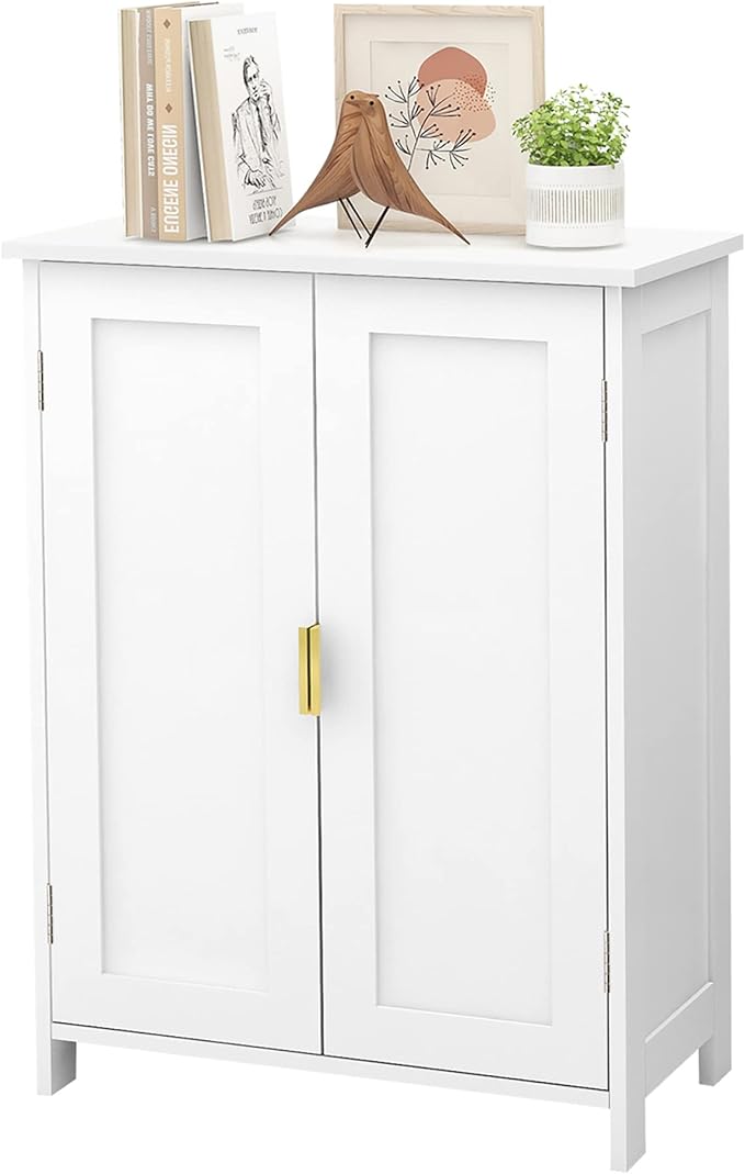TaoHFE White Bathroom Storage Cabinet with 2 Doors, Freestanding - Towel Cabinet for Restroom, Small Storage for Office, Restaurant, Living Room