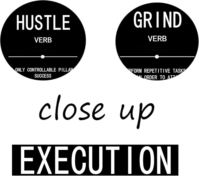 Motivational Wall Art Grind Hustle Execution Noun Poster Inspirational Quotes Painting 3 Pieces Canvas Print Office Decor Inspiring Framed for Wall Art Decoration Ready to Hang [72''Wx 36''H]