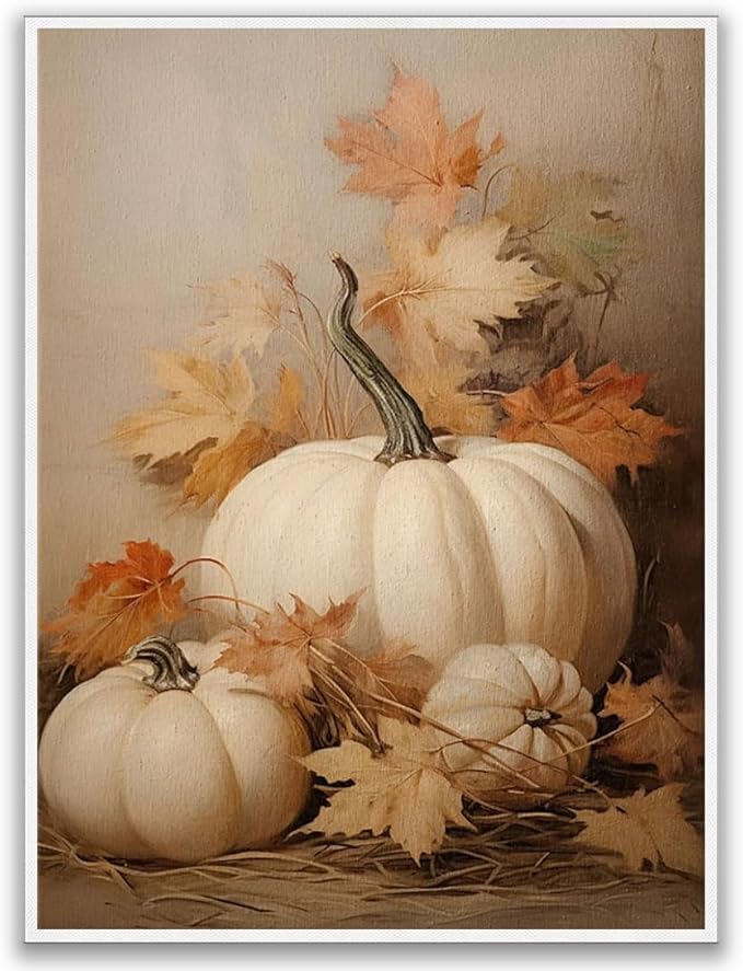 Generic Fall Wall Decor Pumpkin Still Life Canvas Print Poster Rustic Fall Art Vintage Autumn Wall Art Halloween Autumn Decor Thanksgiving 16x24 Unframed