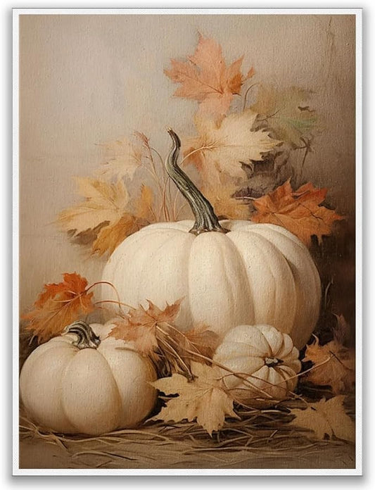 Generic Fall Wall Decor Pumpkin Still Life Canvas Print Poster Rustic Fall Art Vintage Autumn Wall Art Halloween Autumn Decor Thanksgiving 16x24 Unframed