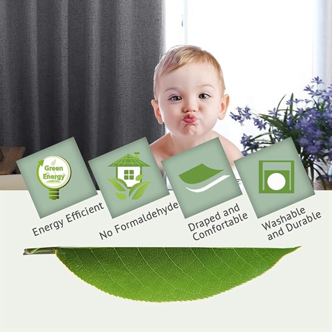 H.VERSAILTEX 100% Blackout Curtains for Bedroom 63 Inches Long Grommet Linen Face Full Light Blocking Curtain Drapes for Living Room Thermal Linen Look Curtains 2 Panels Set, 52" W x 63" L, Grey