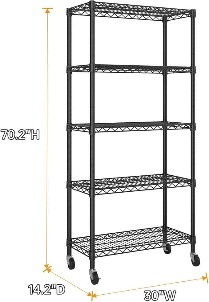 SINGAYE 5 Garage Heavy Duty Shelving Unit Kitchen Pantry Close Home Organizers and Storage Bathroom Shelf Laundry Room Organization Industrial Book Metal Wire Adjustable Shelves