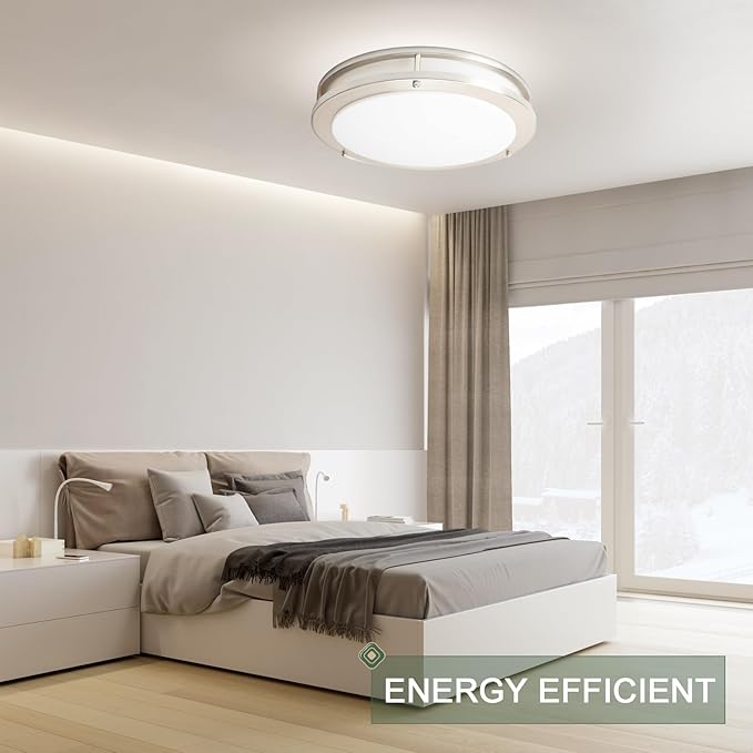 OOWOLF Dimmable LED Flush Mount Ceiling Light Fixture with Remote Control, 13-Inch 36W 2700K-6500K Light Color Adjustable, Super Bright 3600 Lumens Ceiling Lamp for Bathroom, Bedroom, Kitchen, Hallway