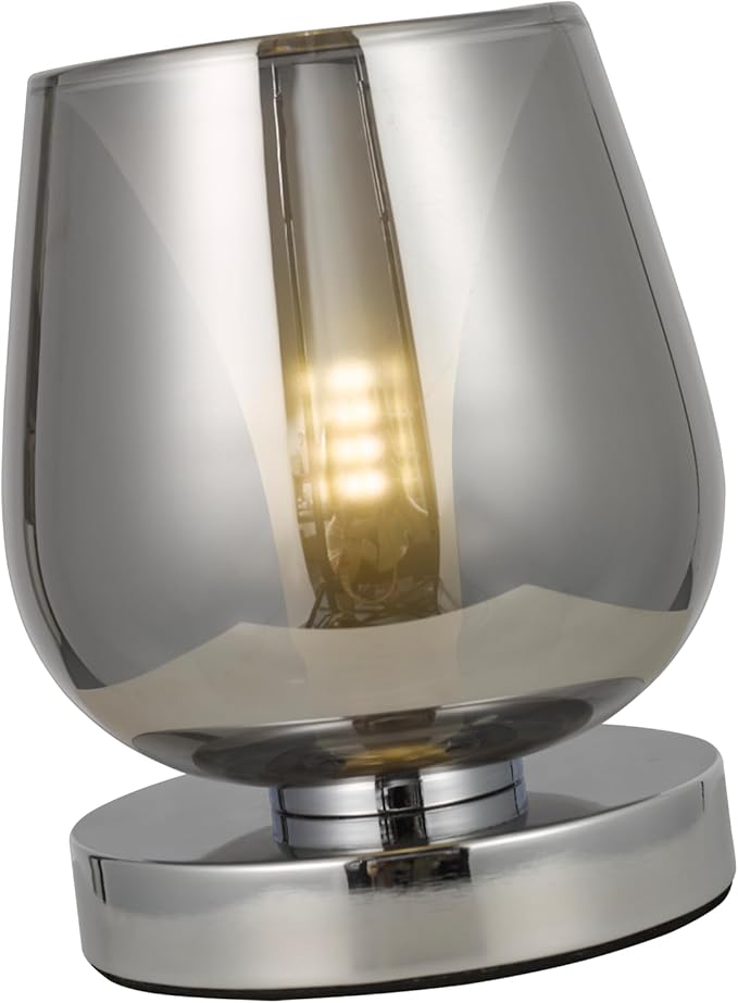 Small Touch Bedside Table Lamp, Modern Small Lamps for Bedroom Living Room Nightstand, Desk lamp with Smoky Grey Glass Lampshade, 4 x 4 x 5 inch Accent Night Light for Dining Room and Office