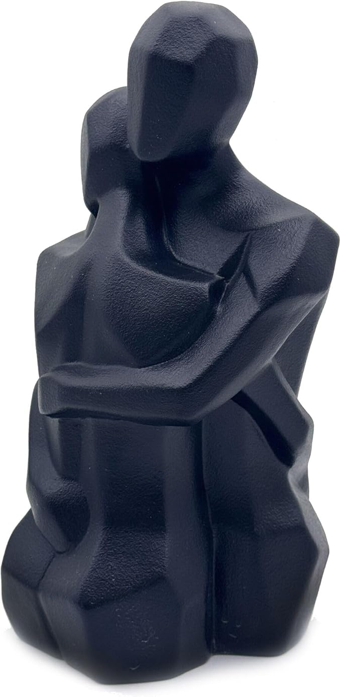 9.7 Inch Couple Sweethearts Lover Hug Ceramic Statue Figurine Sculpture Collectible Gifts for Office Home Decor Desk Accessories Decoration Figurines Black