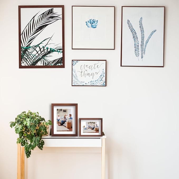 8 × 10 wood grain picture frame HD glass 4 color picture frames a set of 4, display pictures 5 × 7 cushion or 8 × 10 modern style wood grain composite picture frame, the best gift for friends and relatives