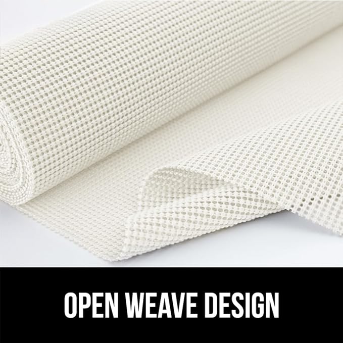 GORILLA GRIP powerGRIP Drawer Shelf and Cabinet Liner, Thick Strong Hold, Non-Adhesive Liners Protect Kitchen Cabinets and Cupboard, Bathroom Drawers, Easy Install, Breathable Mat, 20" x20' Snow White