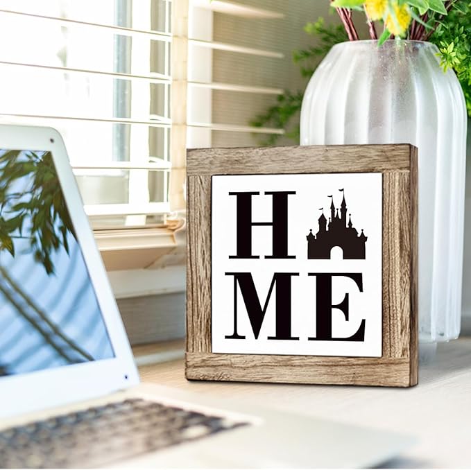 Farmhouse Wooden Box Sign - Freestanding Home Decor for Shelf, Tabletop or Porch