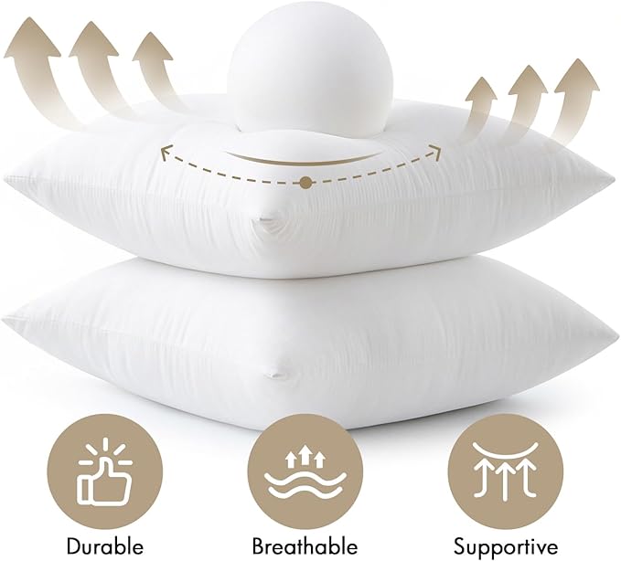 MIULEE Pillows Inserts, Pack of 4 12x20 Inch 100% Virgin Microfiber Filling Throw Pillows for Bed Couch Sofa