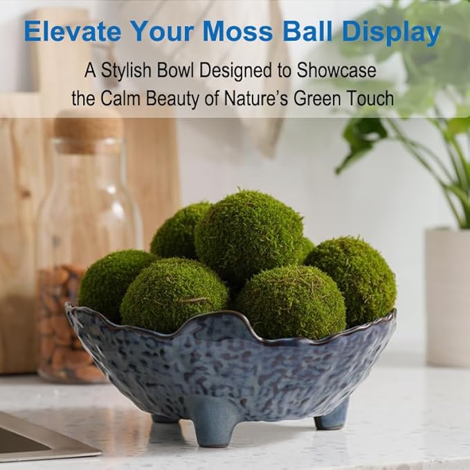 Fruit Bowl, Porcelain Oval Bowl for Kitchen Counter Large Decorative Bowl for Home Decor Centerpiece Bowl for Fruit, Vegetable, Breads, Nuts, Blue