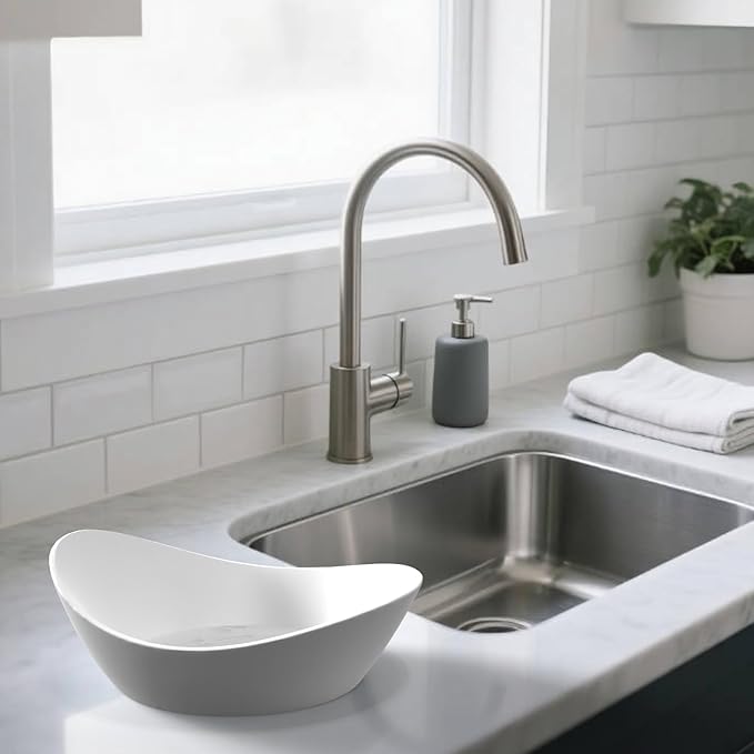 Concrete Fruit Bowl for Kitchen Counter – Large Decorative Bowls for Kitchen Decor, Dining Table, and Home Decor, Modern Centerpiece for Keys, Fruit, Candy, or Table Decor (White, 10.6")