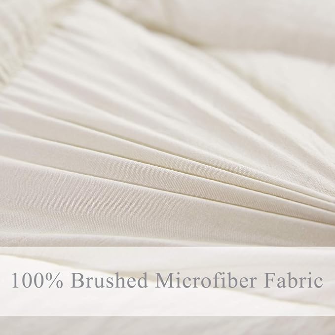 HIG Pre Washed Down Alternative Comforter Set Queen - Reversible Chic Quilt Design - Box Stitched with 4 Corner Tabs - Lightweight for All Season - Camel Duvet Comforter with 2 Pillow Shams