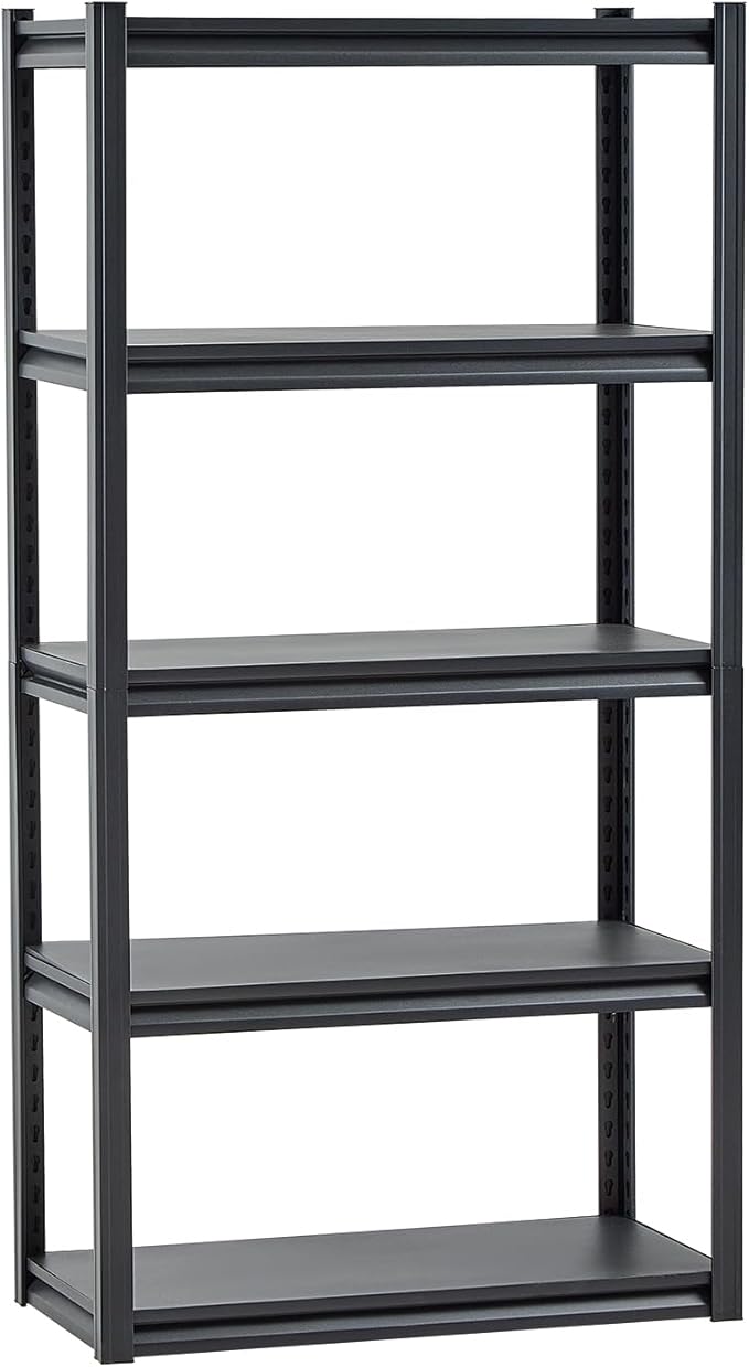 VEVOR Storage Shelves, 2000 lbs, 5 Tier Garage Storage Shelving, 16" D x 32" W x 63" H Adjustable Metal Shelves for Garage Shelves Utility Rack Shelf, Ideal for Kitchen, Warehouse, Basement, Black