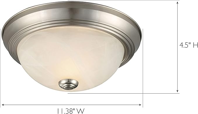 Design House Ceiling Light, Flush Mount, Dimmable, Uses (2) 60W Bulbs, Satin Nickel, 11.25 in D x 4.75 in H, 2-Pack Includes Two Ceiling Lights, 587527