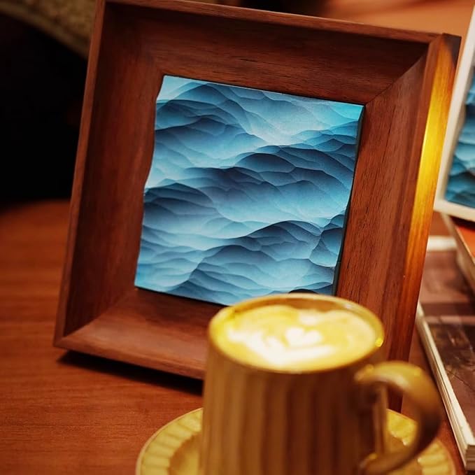 wall decor with Wave Carving Design, Creative Bedroom Decor,Wall decoration,wooden wall art. blue ocean-themed, handcrafted, new-home décor,gift for housewarming, Desk accessory（walnut-7.87in）