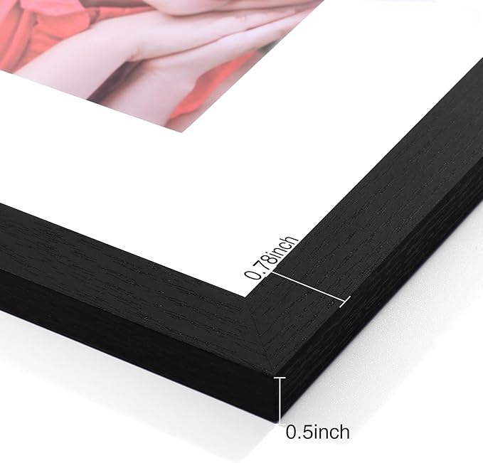 Vittanly 4x6 Picture Frames Set of 9, Shatter Resistant Plexiglass, Display 3.5x5 Pictures with Mat or 4x6 without Mat, Photo Frames for Wall or Tabletop, Engineered Wood, Black