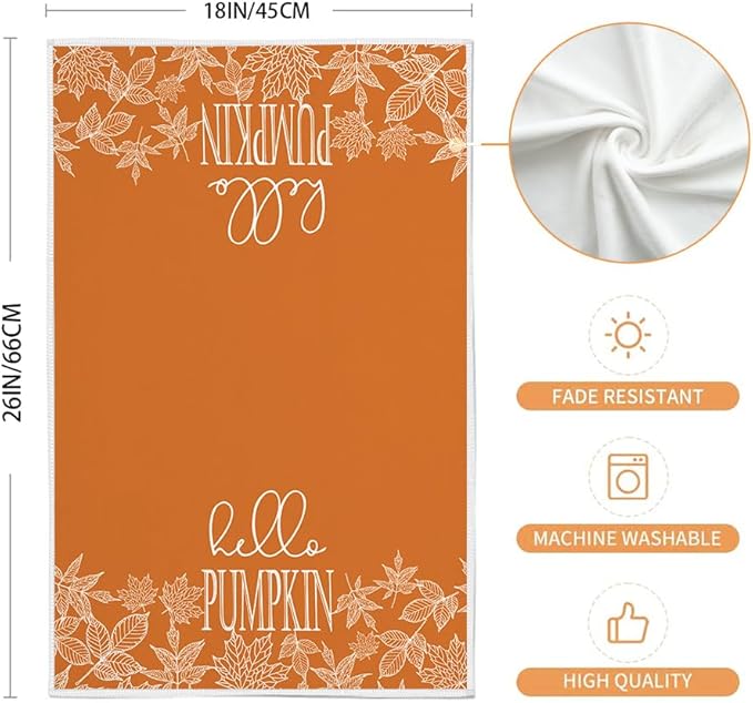 ARKENY Fall Kitchen Towels Set of 2,Black Buffalo Check Pumpkin Autumn Dish Towels 18x26 Inch Drying Dishcloth,Farmhouse Home Decoration AD127