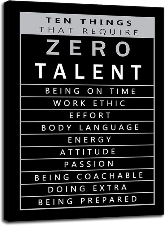 Inspirational Office Decorative Wall Art Inspirational Canvas Painting Posters Ten Things That Require Zero Talent Picture Printing Artwork Living Room Office Home Decoration Frame[30″W X 40′'H]