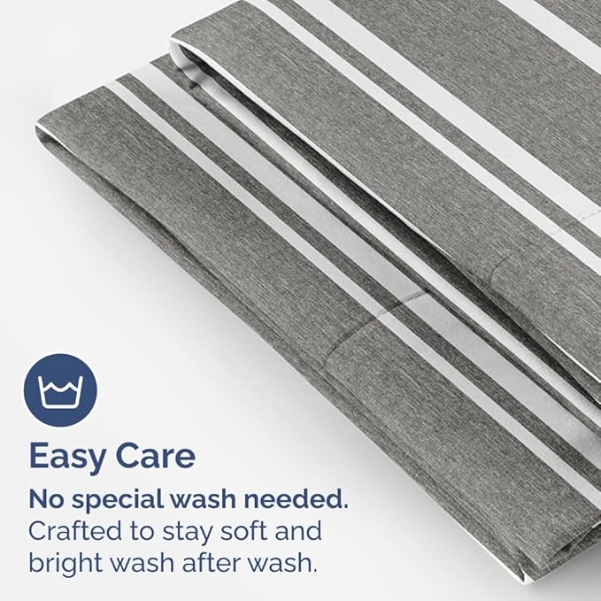 Queen Pillow Cases Set of 2 - Ultra Soft Hotel Quality Pillowcase Covers - Comfy, Cozy & Wrinkle Free - Shrinkage and Fade Resistant - Machine Washable Pillow Protectors - 2 Piece Set - Grey Stripes 3