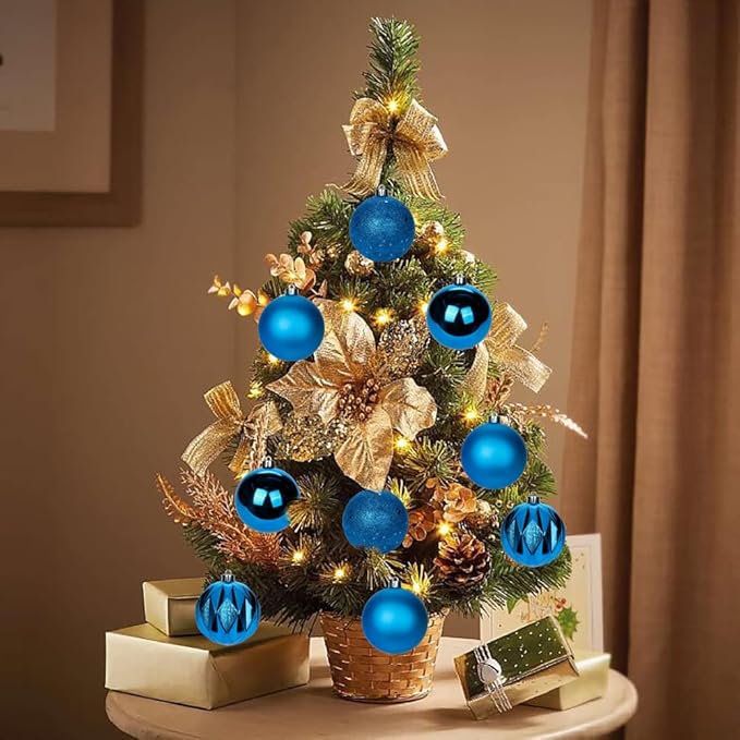 12PCS 3.15" Christmas Ball Ornaments Shatterproof Blue Christmas Tree Decorations Xmas Tree Balls Halloween Ornaments Décor
