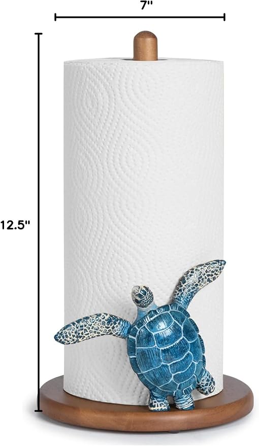 Turtle Paper Towel Holder - Coastal Decor Home Beach House Gift Sea Turtle Gifts for Women Bathroom Decor Unique Funny Cute Cool Paper Towel Holder Stand Kitchen Counter Beach Themed Accessories Stuff