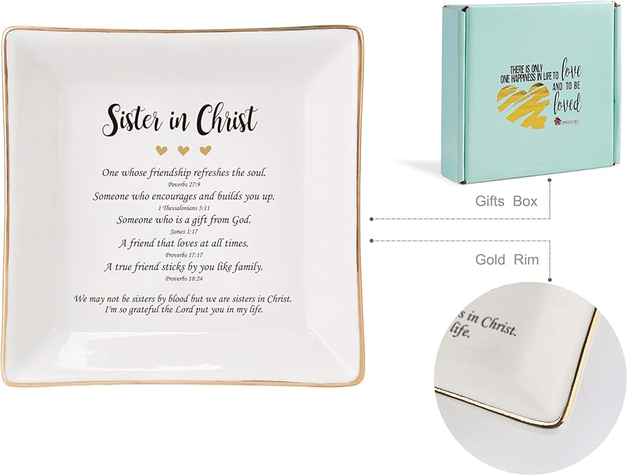 HOME SMILE Ceramic Ring Dish Jewelry Tray for Mom Sister Friends