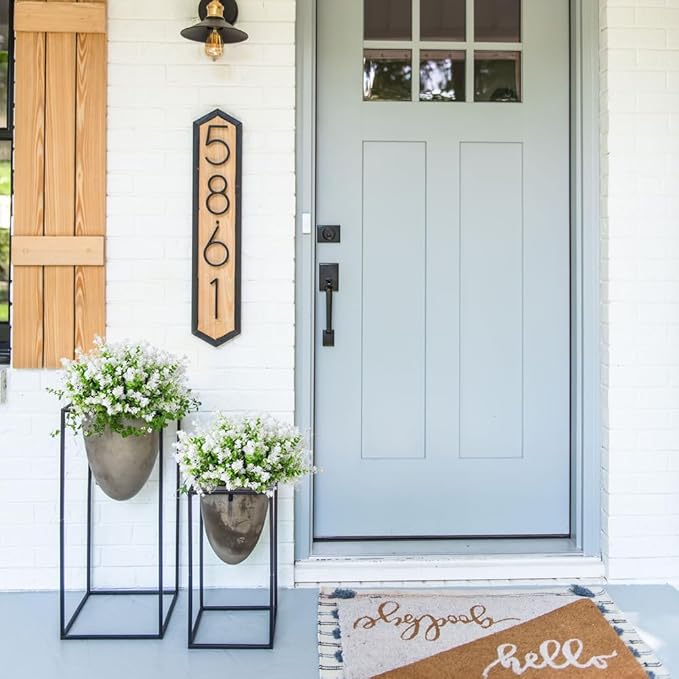 Artificial Flowers for Outside Artificial Faux Plants Flowers Outdoor Spring Decoration, Fake Eucalyptus Realistic UV Resistant for Planter Pot UV Resistant Realistic Outside Porch Patio Garden(White)