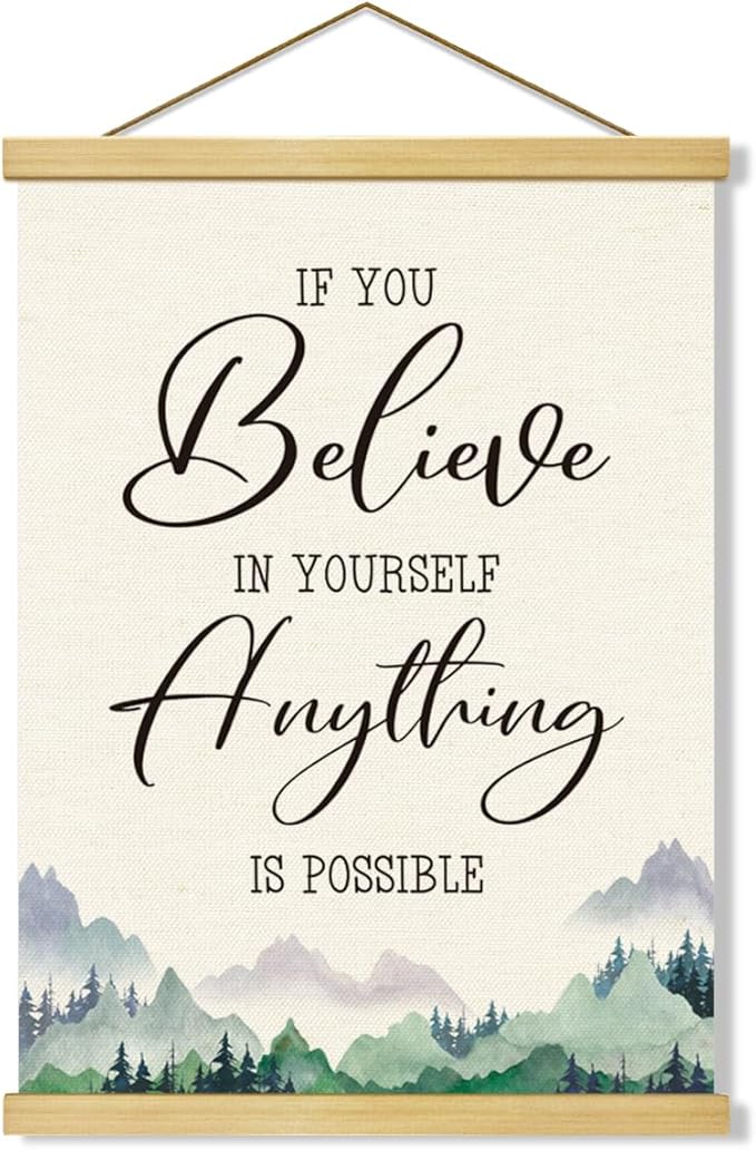 Inspirational Canvas Poster, Positive Affirmations, Canvas Poster Wood Hanger, Positive Home Decor, Motivational Office Wall Decor, Classroom Decors, Positives Mindset Canvass Banner