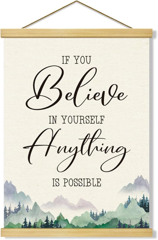 Inspirational Canvas Poster, Positive Affirmations, Canvas Poster Wood Hanger, Positive Home Decor, Motivational Office Wall Decor, Classroom Decors, Positives Mindset Canvass Banner