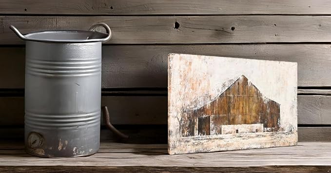 Yihui Arts Rustic Wall Decor Old Barn Canvas Wall Art Hand Painted Vintage Farmhouse Painting Pictures For Living Room