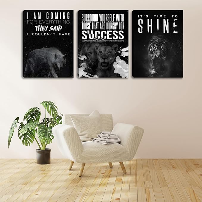 Black Office Wall Decor Motivational Wall Decor Bedroom Living Room Decor Men Wall Art for Office Inspirational Wall Art Painting Poster Prints Canvas Wall Art Framed (36" Wx16 H)