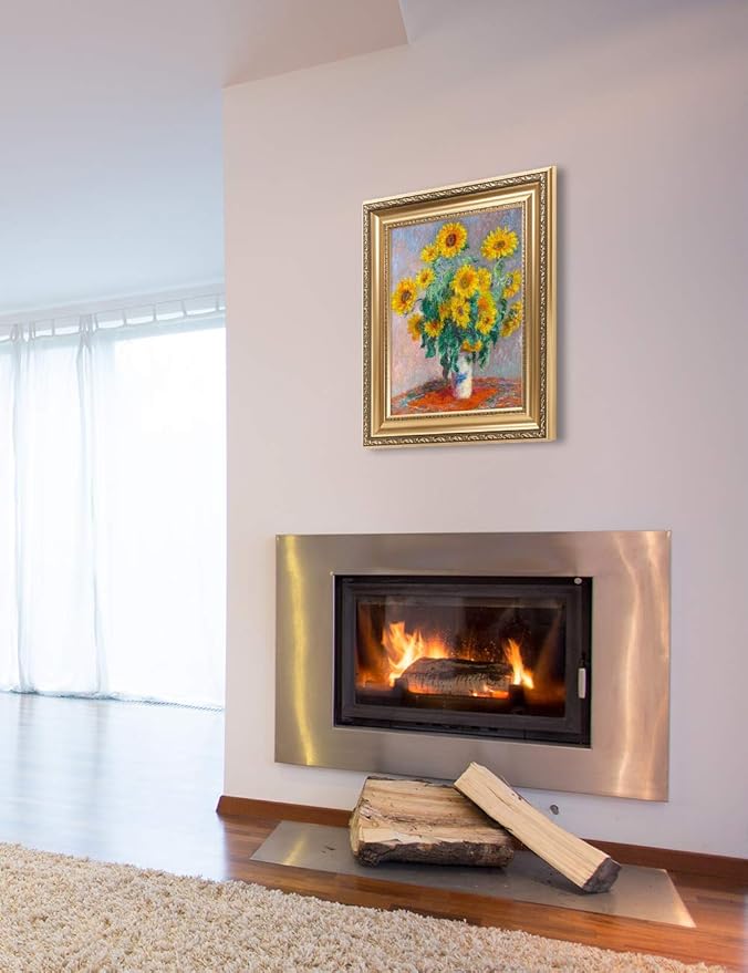 DECORARTS - Bouquet of Sunflowers Claude Monet Art Reproduction. Giclee Print& Museum Quality Framed Art for Wall Decor. Framed size: 26x22