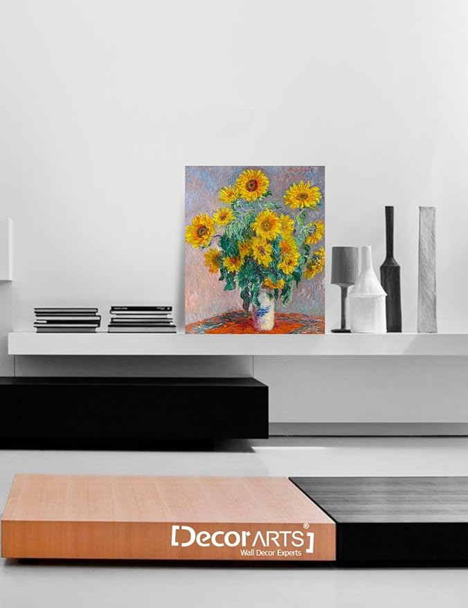DECORARTS - Monet Sunflowers, Claude Monet Art Reproduction. Giclee Canvas Prints Wall Art for Home Decor 24x20