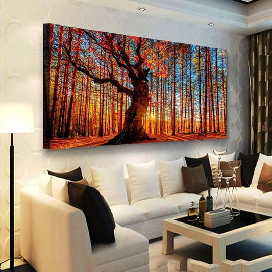 Tree of Life Wall Art Canvas Prints Natural Landscape Pictures Home Decor Colorful Forest Paintings for Living Room Bathroom Bedroom Kitchen Decorations 24x48 Wooden Framed Artwork Easy Hanging